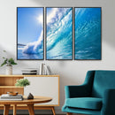 Blue Big Wave Surfing Ocean Canvas Wall Art Artwork Print