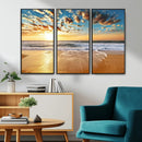Golden Sunset Beach Print Canvas Wall Art, Giclee Canvas