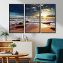 Golden Hour Beach Sunset Canvas Triptych, Ocean Waves and by MyGreatCanvas | Canvas Wall Art Prints | Photo Prints & Wall Decor