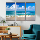 Tropical Beach 3-Panel Canvas Wall Art – Serene Ocean Waves