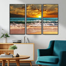 Golden Sunset Beach Canvas Wall Art – Triptych Seascape by MyGreatCanvas | Canvas Wall Art Prints | Photo Prints & Wall Decor