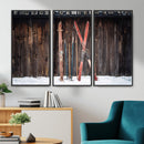 Vintage Ski Gear Canvas Print, Vintage Ski Gear Against