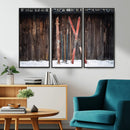 Vintage Ski Gear Canvas Print, Vintage Ski Gear Against