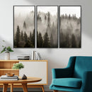Foggy Mountain Wall Art | 3-Panel Foggy Forest and Mountain