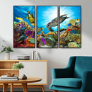 Aquatic Life Sea Turtles Fish Wall Art Canvas Print