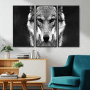Black and White Wild Wolf Wall Art Canvas Print