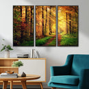 Sunlight Through Trees Wall Art Canvas Print - Autumn Forest