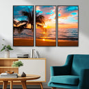 Palm Tree Sunset On The Beach Wall Art Canvas, Framed Palm by MyGreatCanvas | Canvas Wall Art Prints | Photo Prints & Wall Decor
