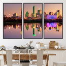 Colorful Dallas City Lights Night Skyline Wall Art Print