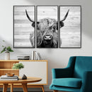 Scottish Highland Cow Cattle Art Print on Wood Background by MyGreatCanvas | Canvas Wall Art Prints | Photo Prints & Wall Decor