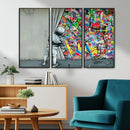 Banksy Colorful Street Graffiti Canvas Wall Art Print, by MyGreatCanvas | Canvas Wall Art Prints | Photo Prints & Wall Decor