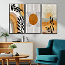 Modern Boho Sun and Leaf Abstract Art – 3-Panel Giclée by MyGreatCanvas | Canvas Wall Art Prints | Photo Prints & Wall Decor