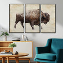 Buffalo Wall Art, Western Bison Canvas Print, Rustic Buffalo