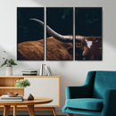 Texas Longhorn Bull Wall Art Canvas Print - Large Framed