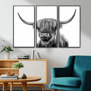 Grayscale Scottish Highland Cow Cattle Art Print Farmhouse by MyGreatCanvas | Canvas Wall Art Prints | Photo Prints & Wall Decor
