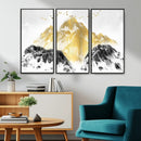 Golden Mountain Triptych Wall Art Canvas Print, Modern