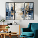 Modern Abstract Canvas Wall Art in Blue and Gold Tones |
