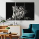 Lion Couple Wall Art Canvas Print – Elegant Black and White