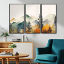Abstract Watercolor Mountains and Trees Autumn Wall Art,