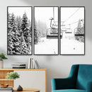 Ski Wall Art - Ski Lift Wall Art Canvas Print Snow Covered by MyGreatCanvas | Canvas Wall Art Prints | Photo Prints & Wall Decor
