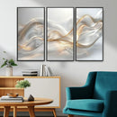 Abstract art Grey and Gold Lines Wall Art