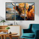 Highland Cow Abstract Canvas Wall Art – Bold Farmhouse
