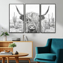 Rustic Charm | Cow Longhorn Black White Bighorn Wall Art