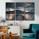 Mountain Lake Wood Pier Canvas Wall Art Nature Lake Print