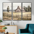 Rustic Farmhouse Barn Wall Art | 3-Panel Framed Gallery Wrap