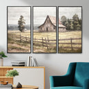 Rustic Farmhouse Barn Wall Art | 3-Panel Framed Gallery Wrap