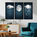 3 Piece Indigo Cloud Wall Art, Thunderstorm Moon Cloud by MyGreatCanvas | Canvas Wall Art Prints | Photo Prints & Wall Decor