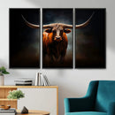 Abstract Texas Longhorn Wall Art Print | 3-Panel Large Texas