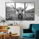 Black White Scottish Highland Cow Canvas Farm Wall Art by MyGreatCanvas | Canvas Wall Art Prints | Photo Prints & Wall Decor