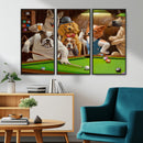 Dogs Playing Pool Canvas Wall Art Funny Gifts Dog Print