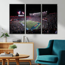 Ben Hill Griffin Stadium Night Game Triple Canvas Wall Art -