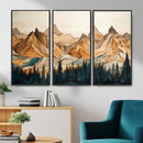 Rustic Wood Mountain Wall Art Print | Triptych Giclee Print