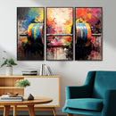 Weightlifting Barbell Art Triptych, Bold Abstract Fitness