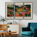 Yayoi Kusama Landscape Canvas Print, Vibrant Floral Mountain
