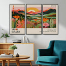 Framed Yayoi Kusama Print, Vibrant Floral Mountain Art