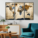 World Map Wall Art – Antique Style Blue and Brown Map Canvas by MyGreatCanvas | Canvas Wall Art Prints | Photo Prints & Wall Decor
