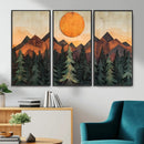 Sunset Mountain Landscape Canvas Wall Art Print - Nature