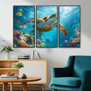 Sea Turtle Underwater Canvas Wall Art Print - Vibrant Ocean