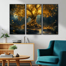 Golden Tree of Life Canvas Wall Art Print - Majestic Glowing