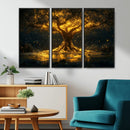Golden Tree of Life Canvas Wall Art Print - Majestic Glowing