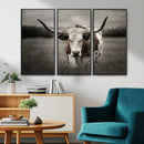 Texas Longhorn Cow Canvas Wall Art Print - Large Rustic