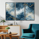 Large Abstract Print - Luxe Blue and Gold Abstract Canvas