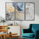 Large Abstract Blue and Gold Canvas Wall Art | Fluid Ink