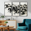 Abstract Horse Wall Art Canvas Print - Dynamic Black Ink