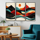 Western Wall Decor - Large Triptych Mountain Canvas - Boho
