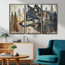 Rustic Wolf Wall Art Canvas Print – Vintage Woodland